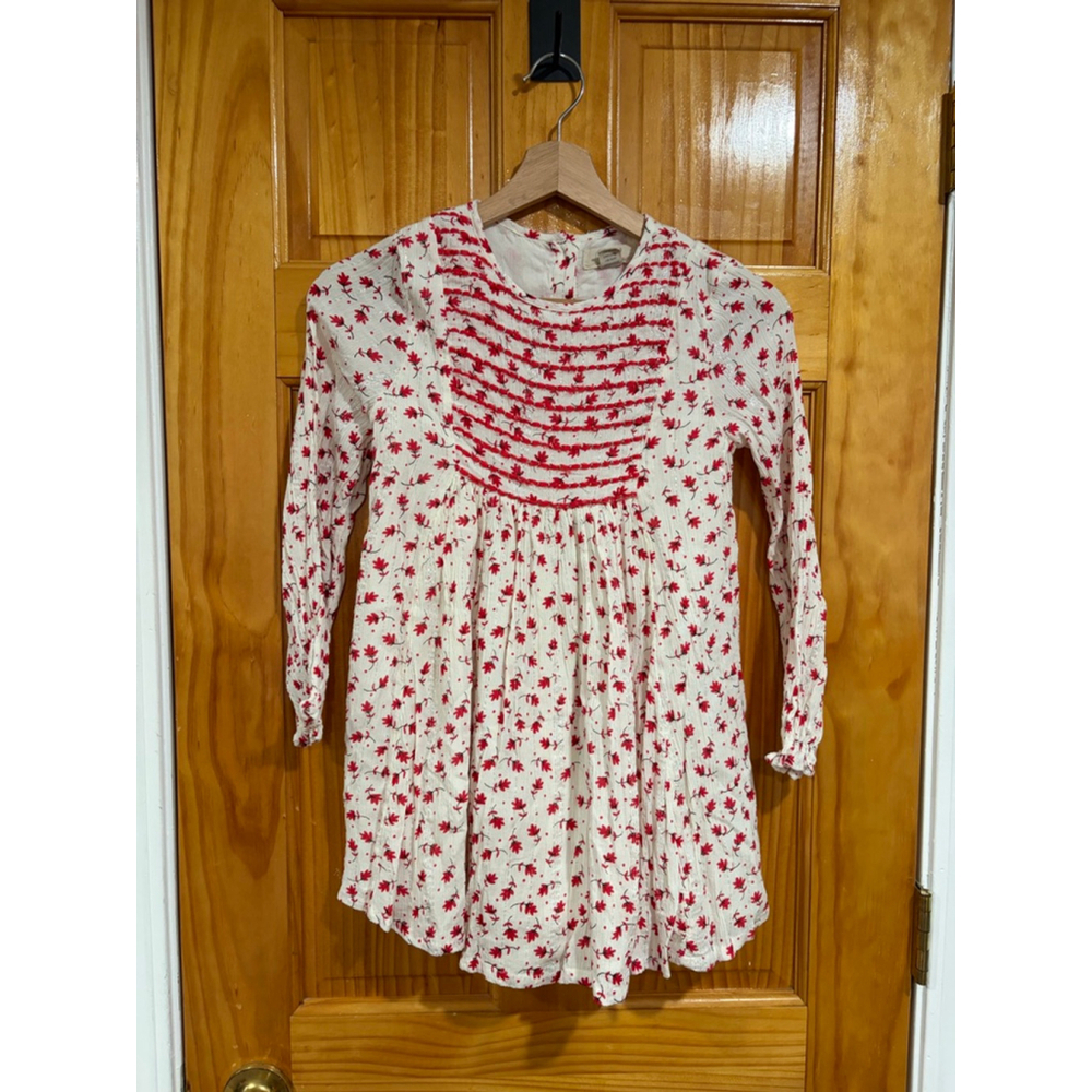 Peek Red Floral Smocked Dress Girls Size 8 Boho Prairie Cottagecore Holiday